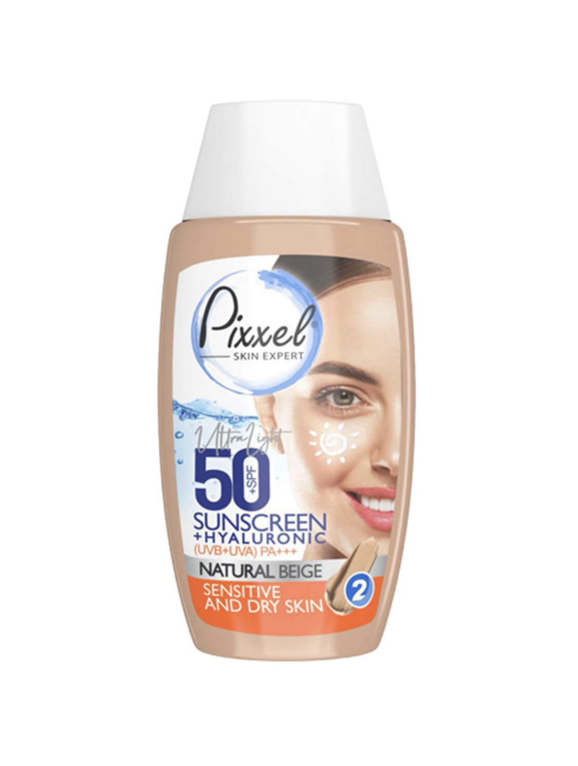 کرم ضد آفتاب رنگ بژ طبیعی مناسب پوست های خشک تا نرمال و حساس با SPF50 پیکسل