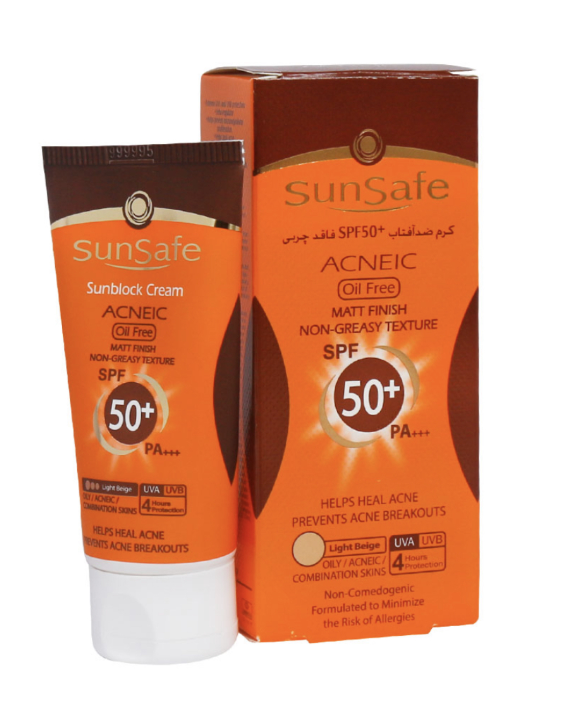 کرم ضد آفتاب فاقد چربی+ SPF50 رنگی بژ روشن سان سیف
