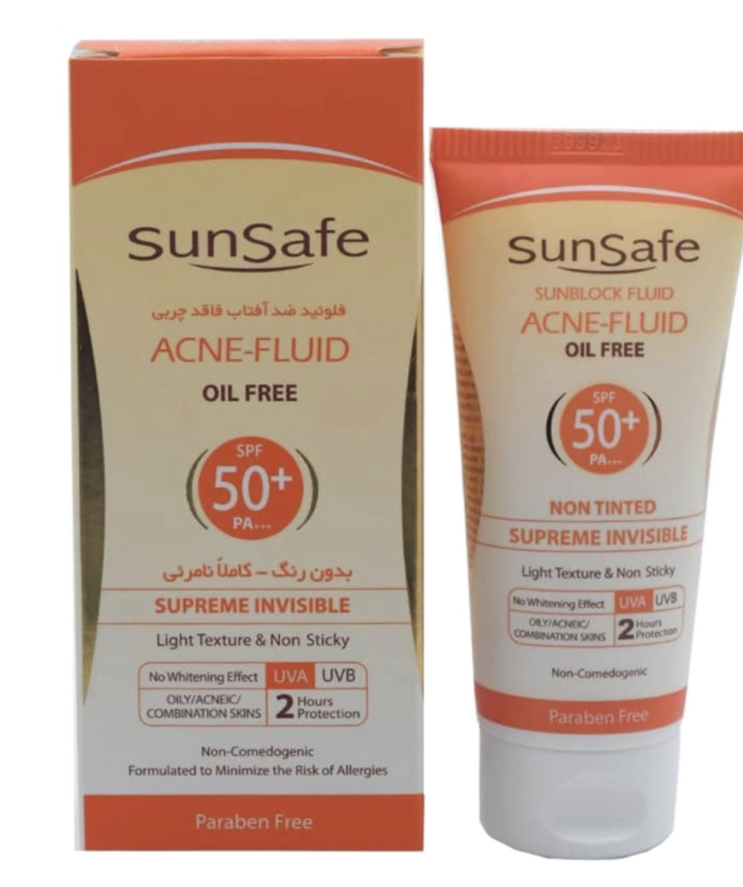 فلوئید ضد آفتاب SPF50 فاقد چربی مناسب پوست های چرب و اکنه ای بدون رنگ کاملا نامرئی سان سیف