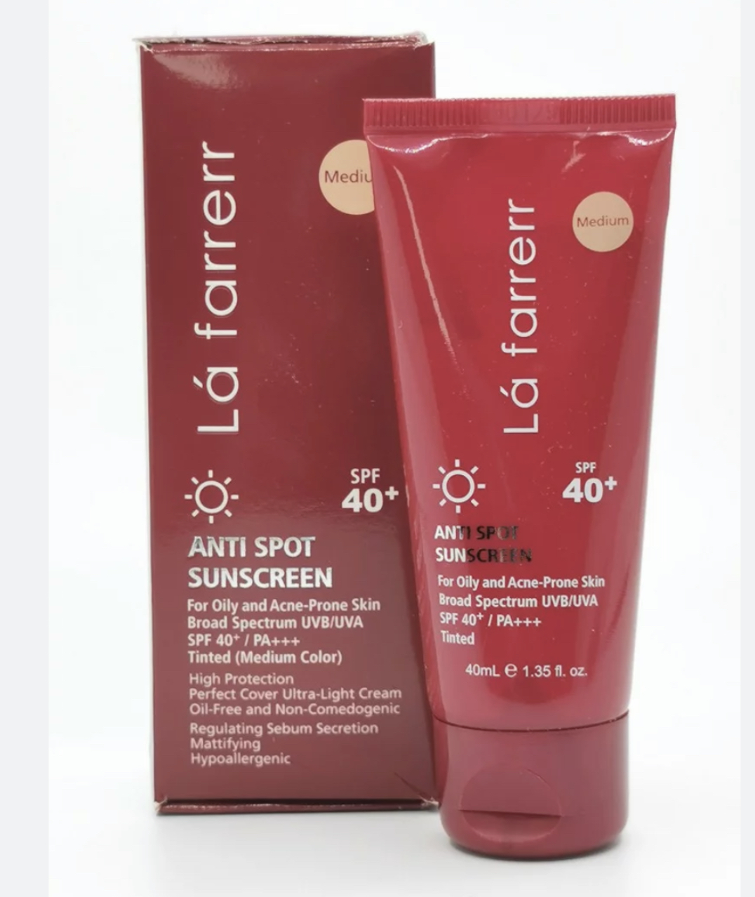 کرم ضد آفتاب و ضد لک رنگی لافارر( رنگ متوسط) مخصوص پوست های چرب و آکنه +SPF40